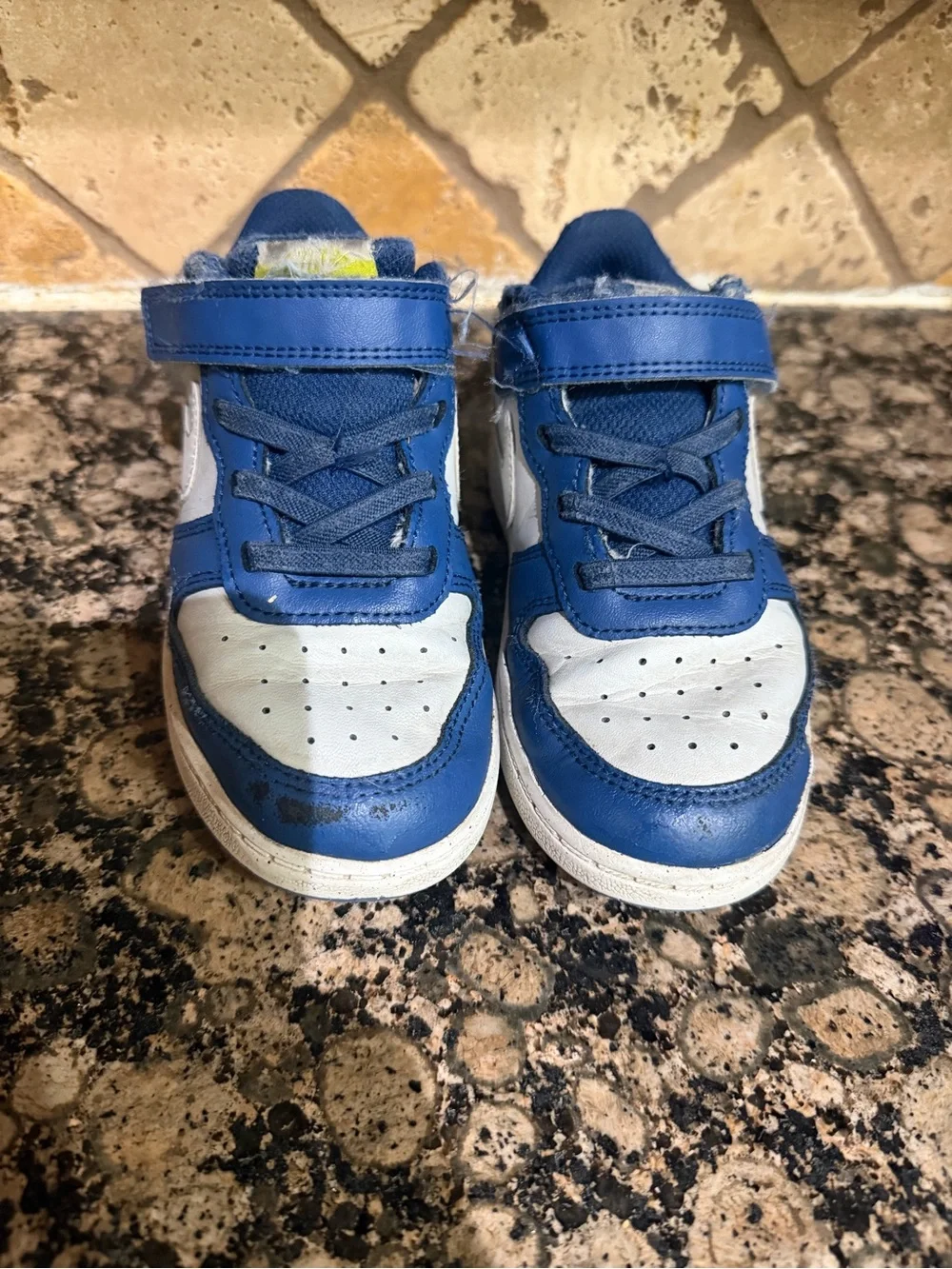 Nike Kids Blue and White Hook-and-Loop Low-Top Sneakers